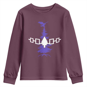 Iroquois Flag Haudenosaunee Iroquoian Native American Tribe Tree of Life Youth Sweatshirt TS11 Maroon Print Your Wear