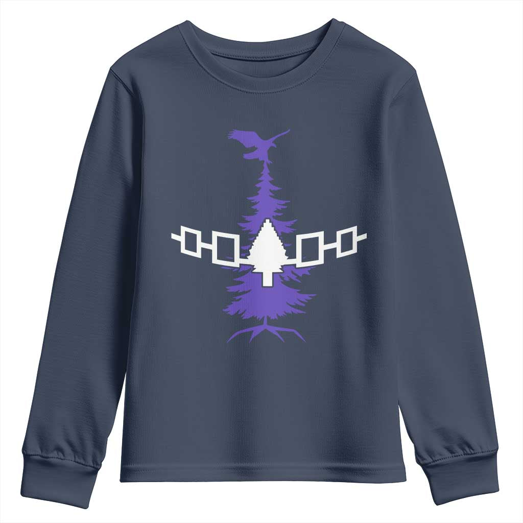 Iroquois Flag Haudenosaunee Iroquoian Native American Tribe Tree of Life Youth Sweatshirt TS11 Navy Print Your Wear