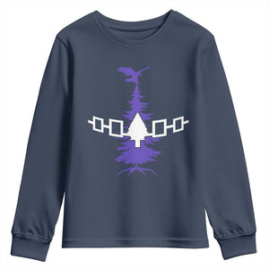 Iroquois Flag Haudenosaunee Iroquoian Native American Tribe Tree of Life Youth Sweatshirt TS11 Navy Print Your Wear