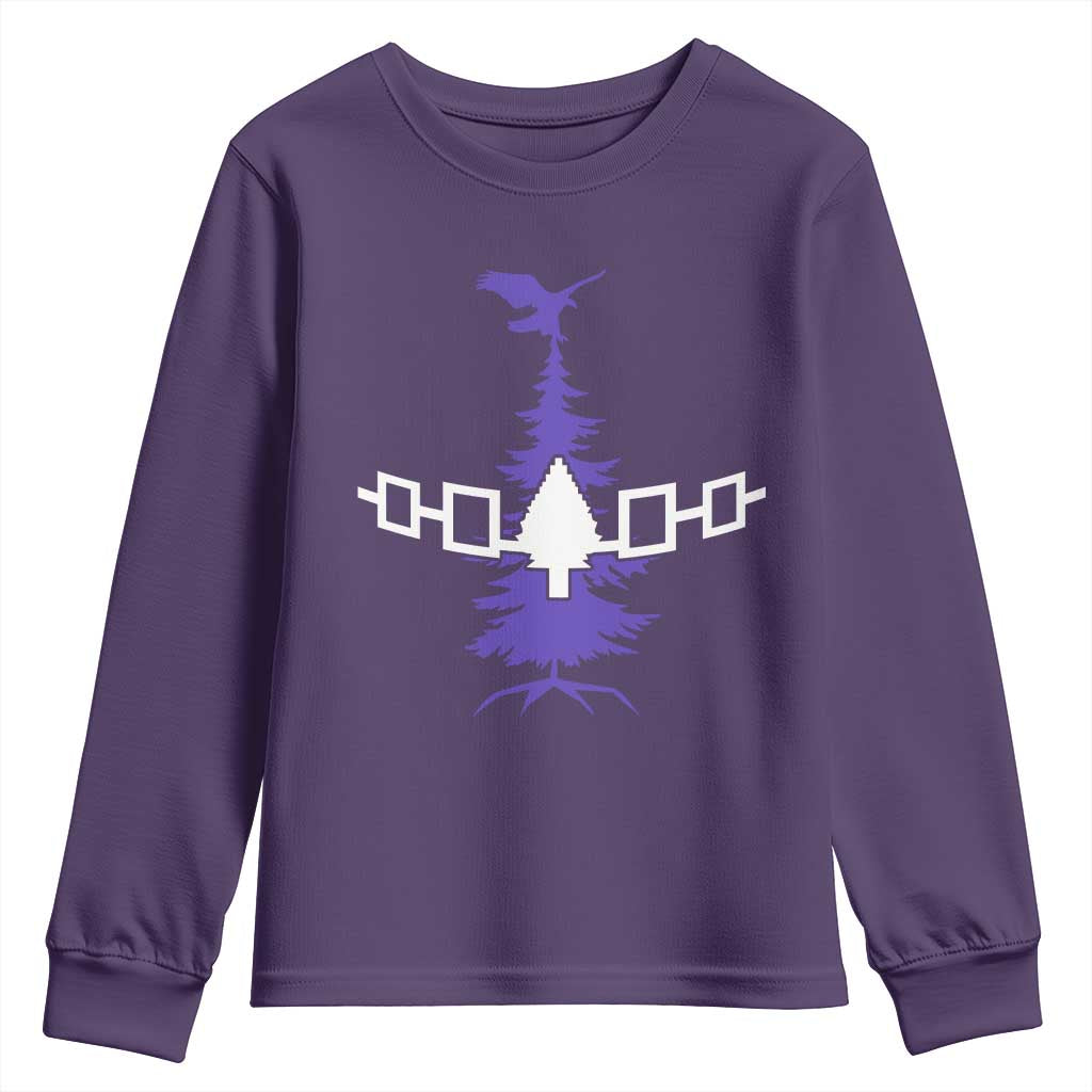 Iroquois Flag Haudenosaunee Iroquoian Native American Tribe Tree of Life Youth Sweatshirt TS11 Purple Print Your Wear