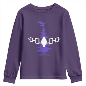 Iroquois Flag Haudenosaunee Iroquoian Native American Tribe Tree of Life Youth Sweatshirt TS11 Purple Print Your Wear
