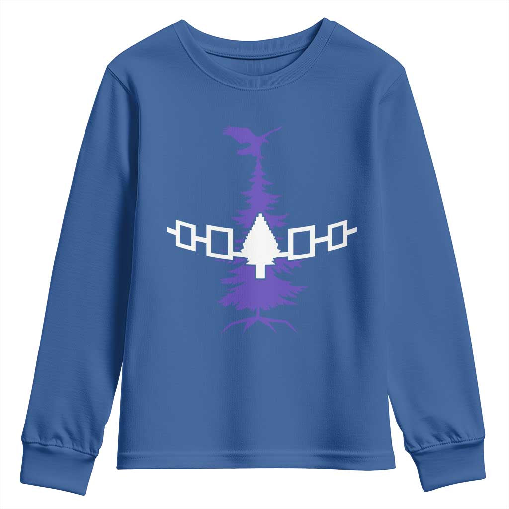 Iroquois Flag Haudenosaunee Iroquoian Native American Tribe Tree of Life Youth Sweatshirt TS11 Royal Blue Print Your Wear