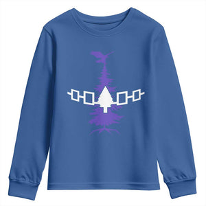 Iroquois Flag Haudenosaunee Iroquoian Native American Tribe Tree of Life Youth Sweatshirt TS11 Royal Blue Print Your Wear