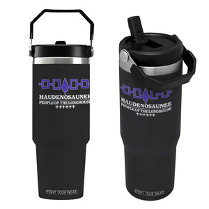 Proud Haudenosaunee Flip Straw Tumbler Iroquois Flag People Of The Longhouse TS11 One Size: 30 oz Black Print Your Wear