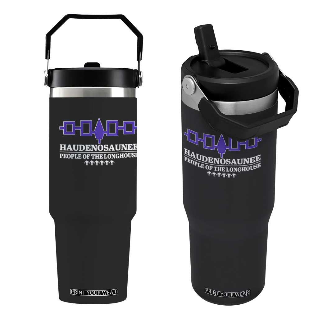 Proud Haudenosaunee Flip Straw Tumbler Iroquois Flag People Of The Longhouse TS11 One Size: 30 oz Black Print Your Wear