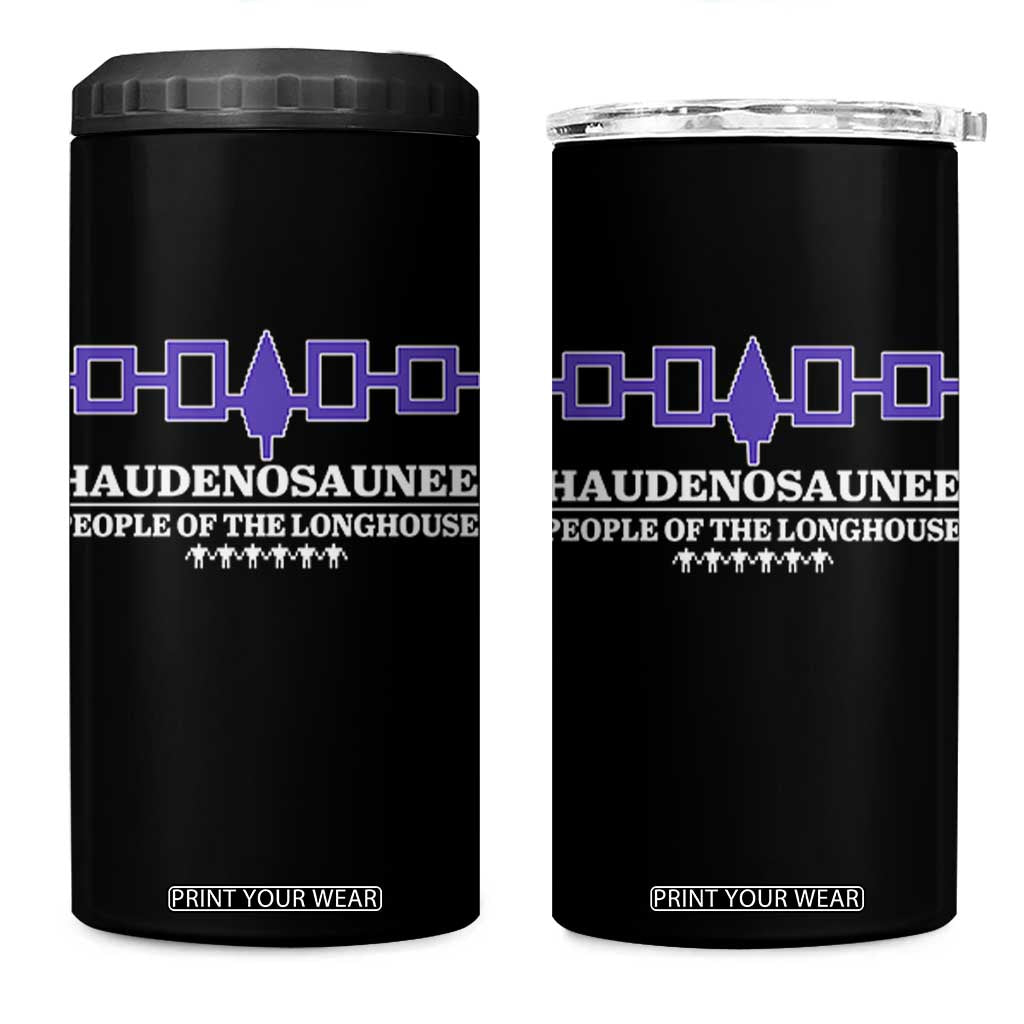Proud Haudenosaunee 4 in 1 Can Cooler Tumbler Iroquois Flag People Of The Longhouse TS11 One Size: 16 oz Black Print Your Wear