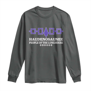 Proud Haudenosaunee Long Sleeve Shirt Iroquois Flag People Of The Longhouse TS11 Dark Heather Print Your Wear