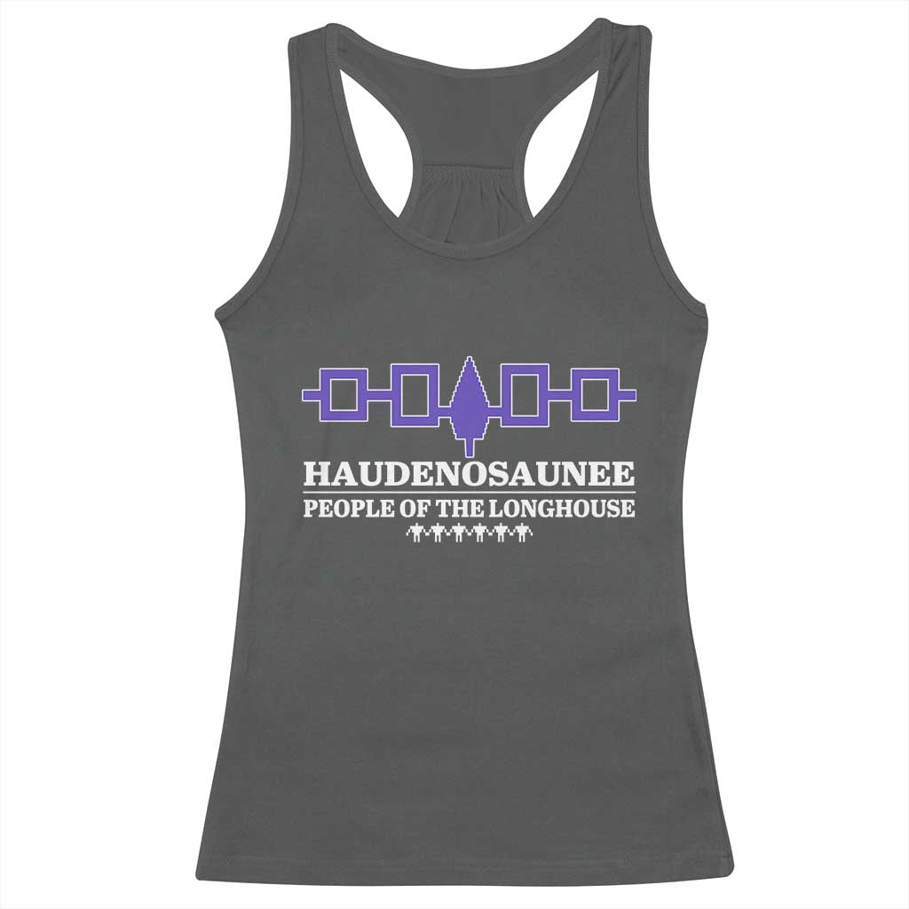 Proud Haudenosaunee Racerback Tank Top Iroquois Flag People Of The Longhouse TS11 Dark Heather Print Your Wear