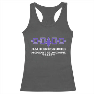 Proud Haudenosaunee Racerback Tank Top Iroquois Flag People Of The Longhouse TS11 Dark Heather Print Your Wear