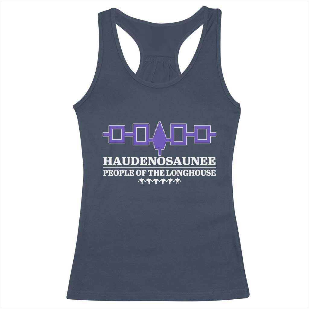Proud Haudenosaunee Racerback Tank Top Iroquois Flag People Of The Longhouse TS11 Navy Print Your Wear