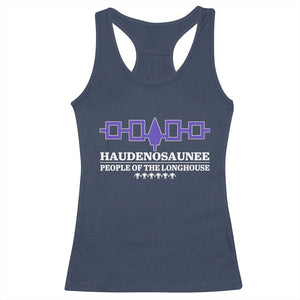 Proud Haudenosaunee Racerback Tank Top Iroquois Flag People Of The Longhouse TS11 Navy Print Your Wear