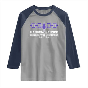 Proud Haudenosaunee Raglan Shirt Iroquois Flag People Of The Longhouse TS11 Sport Gray Navy Print Your Wear