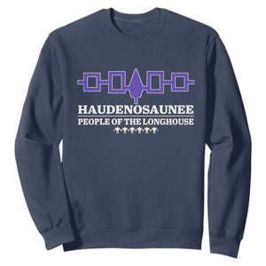 Proud Haudenosaunee Sweatshirt Iroquois Flag People Of The Longhouse TS11 Navy Print Your Wear