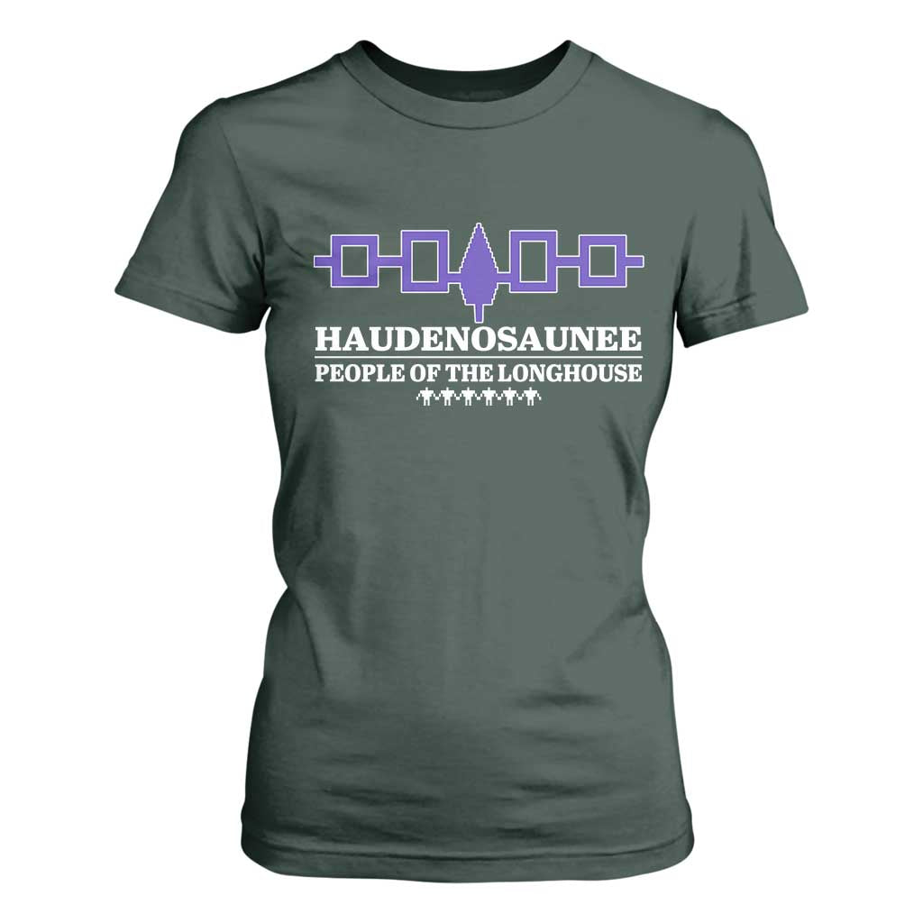 Proud Haudenosaunee T Shirt For Women Iroquois Flag People Of The Longhouse TS11 Dark Forest Green Print Your Wear