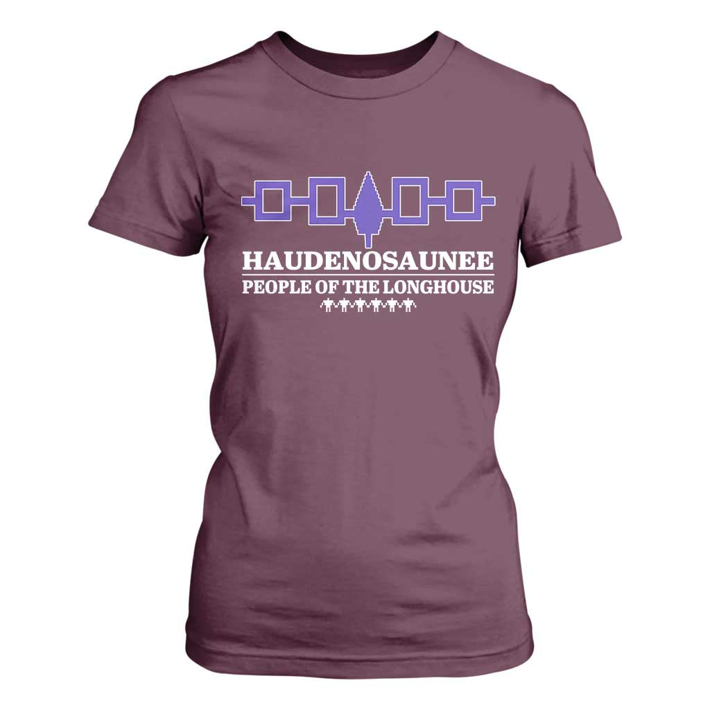 Proud Haudenosaunee T Shirt For Women Iroquois Flag People Of The Longhouse TS11 Maroon Print Your Wear