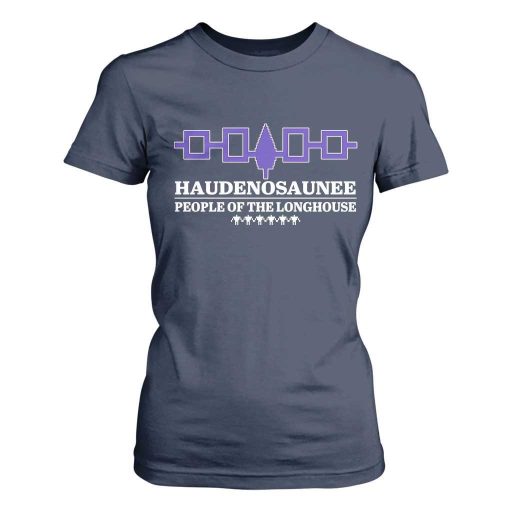 Proud Haudenosaunee T Shirt For Women Iroquois Flag People Of The Longhouse TS11 Navy Print Your Wear