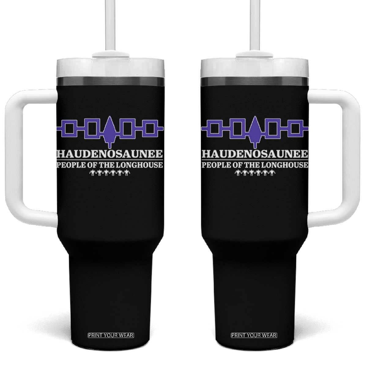 Proud Haudenosaunee Tumbler With Handle Iroquois Flag People Of The Longhouse TS11 One Size: 40 oz Black Print Your Wear