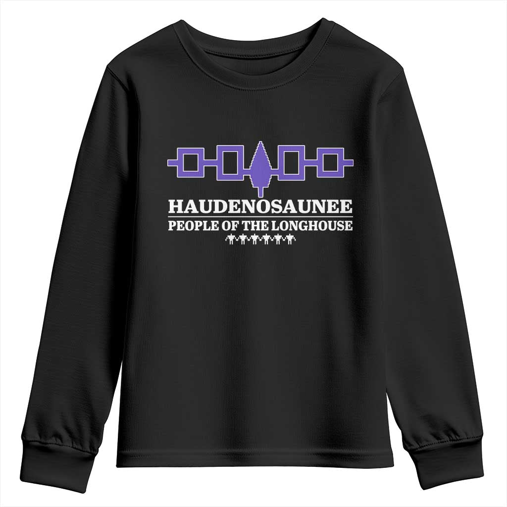 Proud Haudenosaunee Youth Sweatshirt Iroquois Flag People Of The Longhouse TS11 Black Print Your Wear