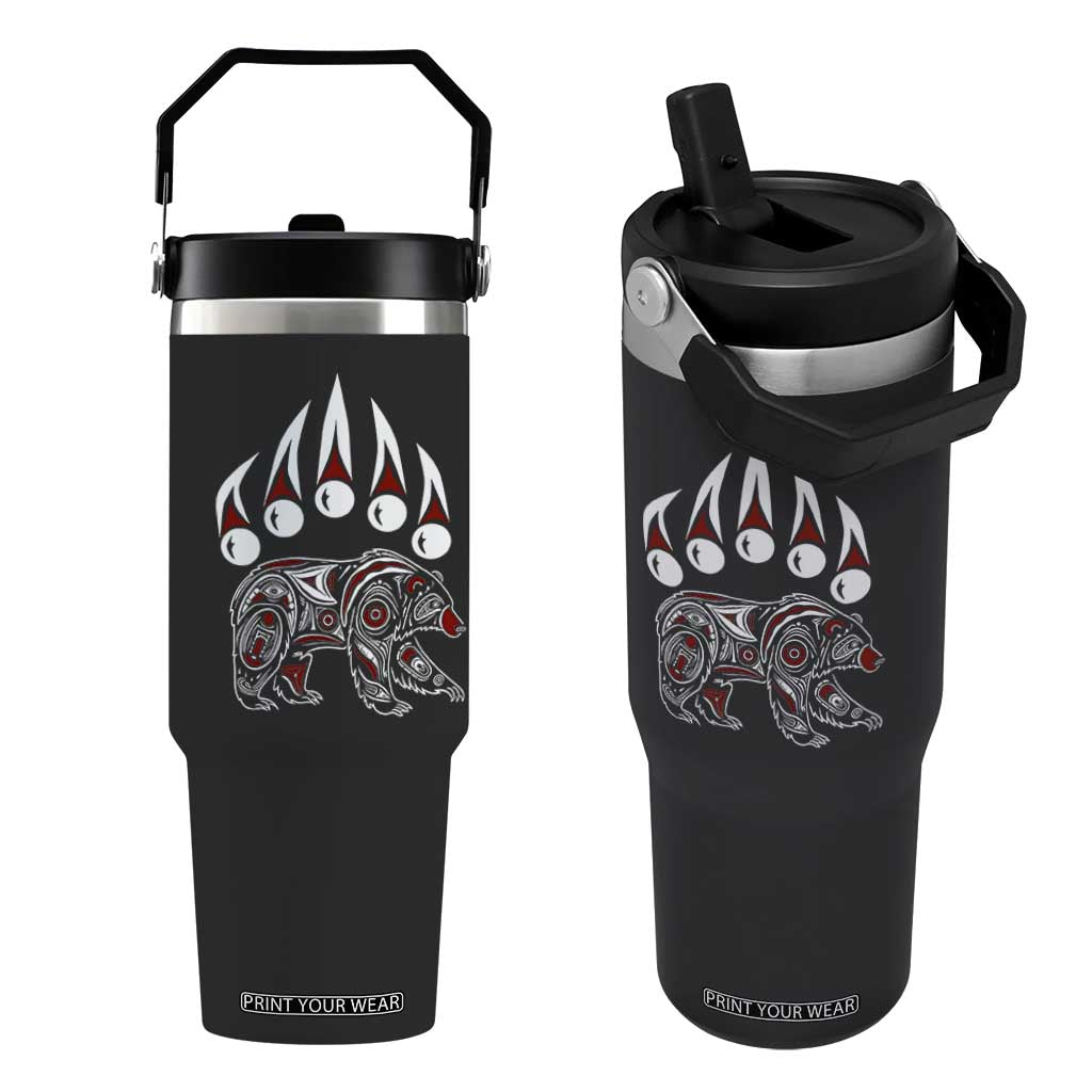 Native American Alaska Grizzly Bear Claw Indian Pride Flip Straw Tumbler TS11 One Size: 30 oz Black Print Your Wear
