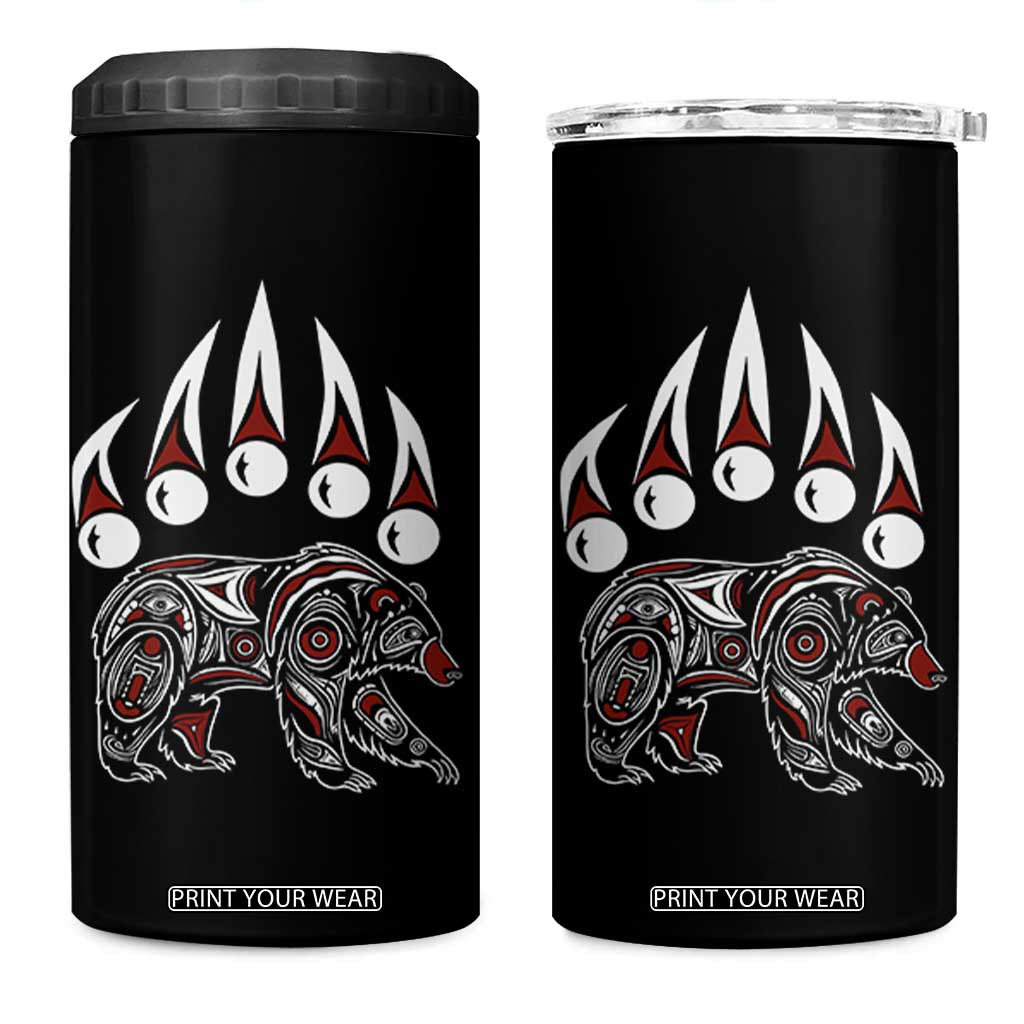 Native American Alaska Grizzly Bear Claw Indian Pride 4 in 1 Can Cooler Tumbler TS11 One Size: 16 oz Black Print Your Wear