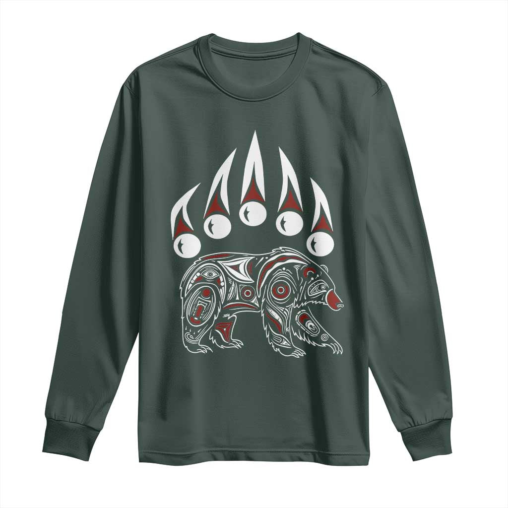 Native American Alaska Grizzly Bear Claw Indian Pride Long Sleeve Shirt TS11 Dark Forest Green Print Your Wear