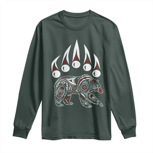 Native American Alaska Grizzly Bear Claw Indian Pride Long Sleeve Shirt TS11 Dark Forest Green Print Your Wear