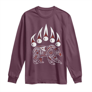 Native American Alaska Grizzly Bear Claw Indian Pride Long Sleeve Shirt TS11 Maroon Print Your Wear