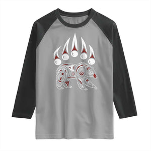 Native American Alaska Grizzly Bear Claw Indian Pride Raglan Shirt TS11 Sport Gray Black Print Your Wear
