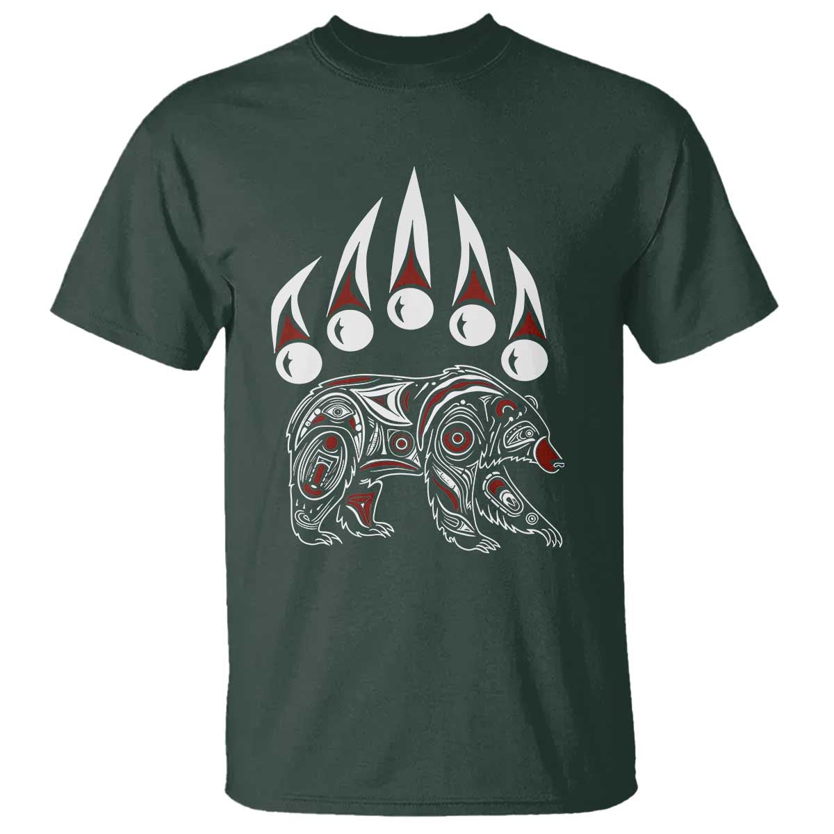 Native American Alaska Grizzly Bear Claw Indian Pride T Shirt TS11 Dark Forest Green Print Your Wear