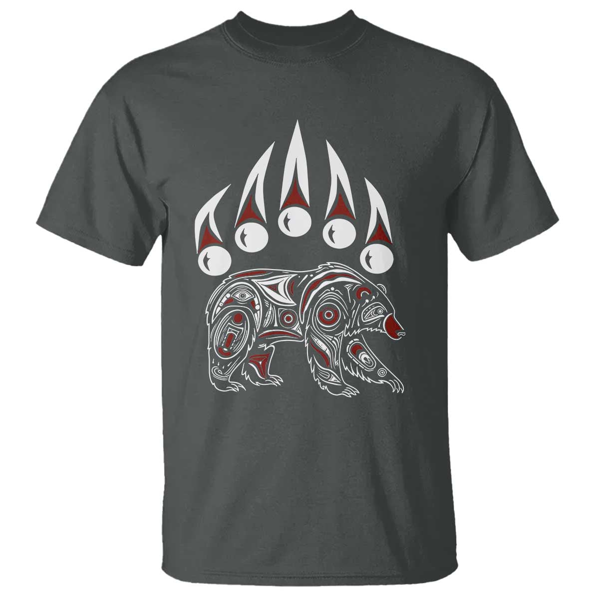 Native American Alaska Grizzly Bear Claw Indian Pride T Shirt TS11 Dark Heather Print Your Wear