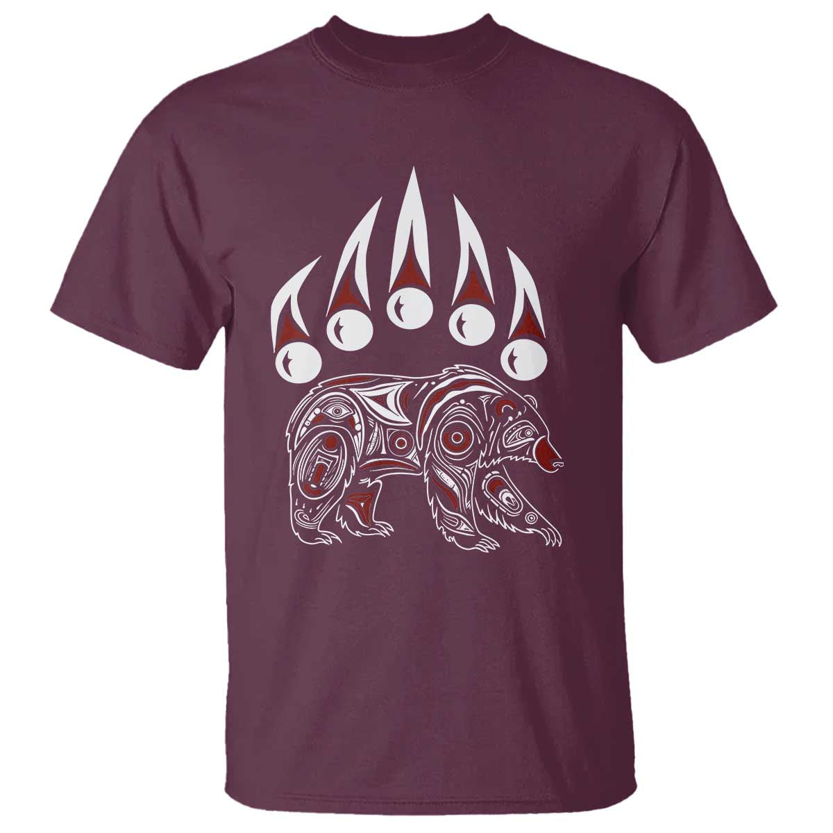 Native American Alaska Grizzly Bear Claw Indian Pride T Shirt TS11 Maroon Print Your Wear
