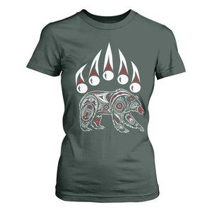 Native American Alaska Grizzly Bear Claw Indian Pride T Shirt For Women TS11 Dark Forest Green Print Your Wear