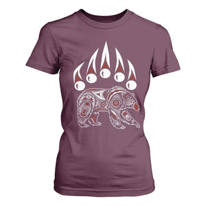 Native American Alaska Grizzly Bear Claw Indian Pride T Shirt For Women TS11 Maroon Print Your Wear