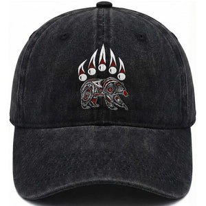 Native American Alaska Grizzly Bear Claw Indian Pride Washed Cotton Baseball Cap