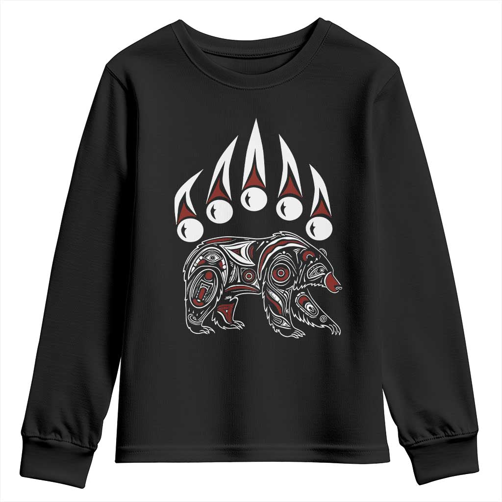 Native American Alaska Grizzly Bear Claw Indian Pride Youth Sweatshirt TS11 Black Print Your Wear