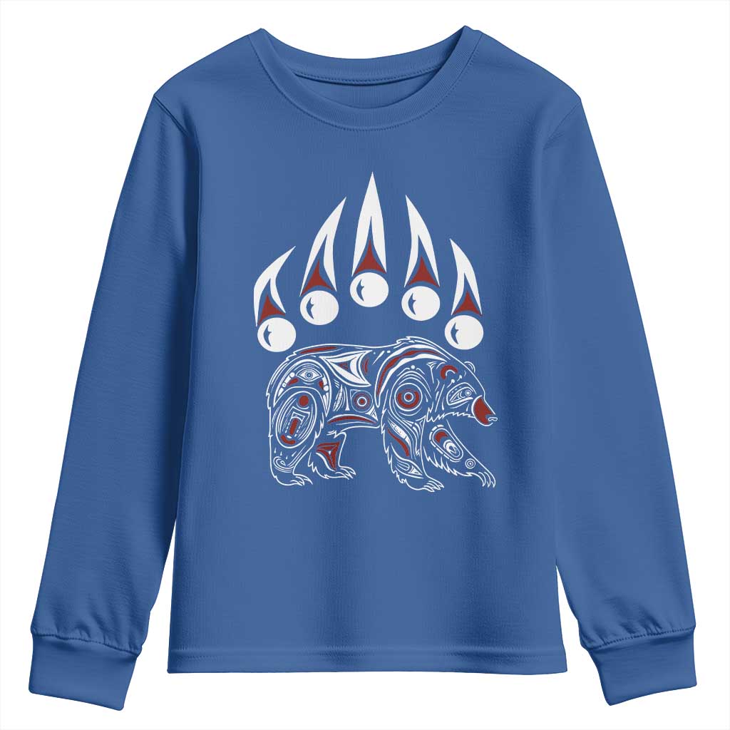 Native American Alaska Grizzly Bear Claw Indian Pride Youth Sweatshirt TS11 Royal Blue Print Your Wear