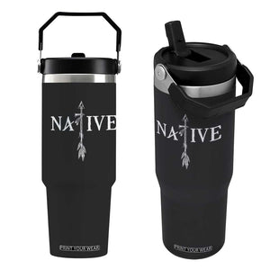 Native American Indian Tomahawk Indigenous Pride Flip Straw Tumbler TS11 One Size: 30 oz Black Print Your Wear