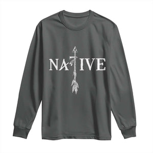 Native American Indian Tomahawk Indigenous Pride Long Sleeve Shirt TS11 Dark Heather Print Your Wear