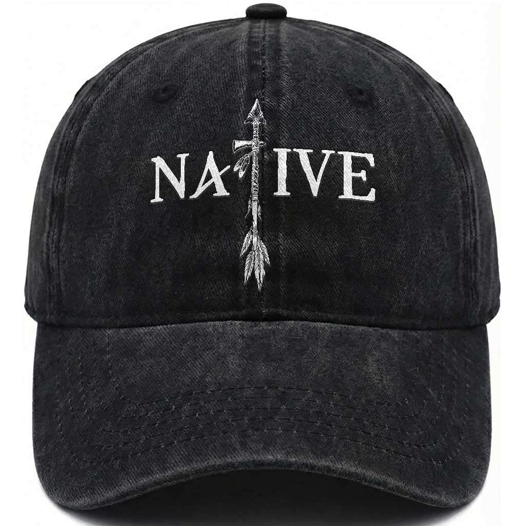 Native American Indian Tomahawk Indigenous Pride Washed Cotton Baseball Cap