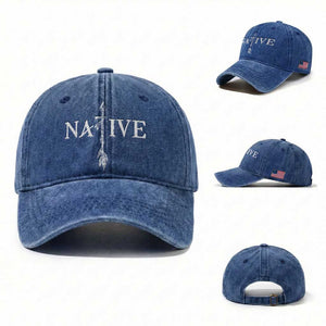 Native American Indian Tomahawk Indigenous Pride Washed Cotton Baseball Cap