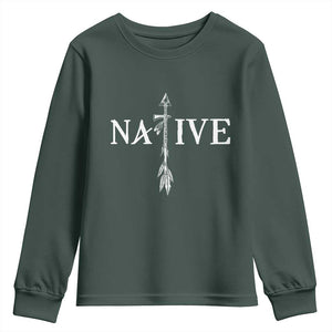 Native American Indian Tomahawk Indigenous Pride Youth Sweatshirt TS11 Dark Forest Green Print Your Wear