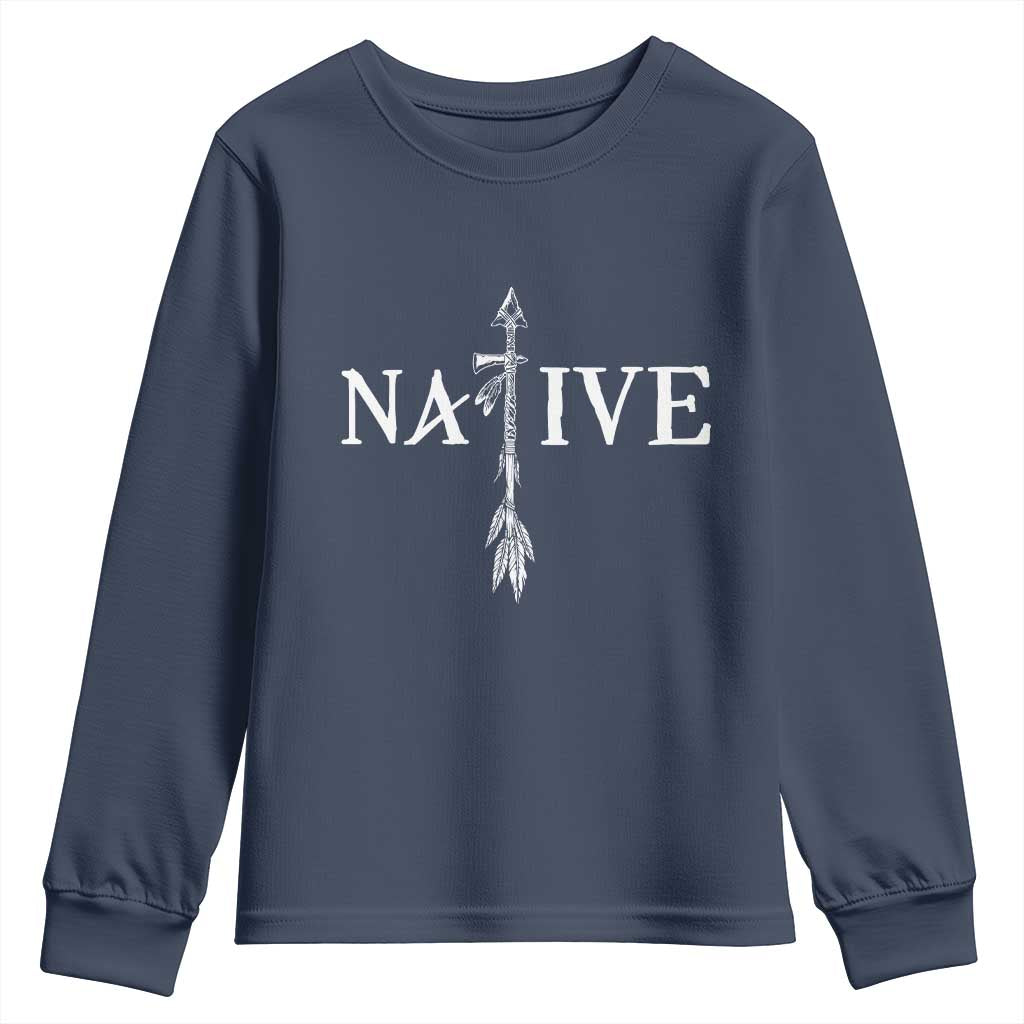 Native American Indian Tomahawk Indigenous Pride Youth Sweatshirt TS11 Navy Print Your Wear