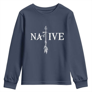 Native American Indian Tomahawk Indigenous Pride Youth Sweatshirt TS11 Navy Print Your Wear