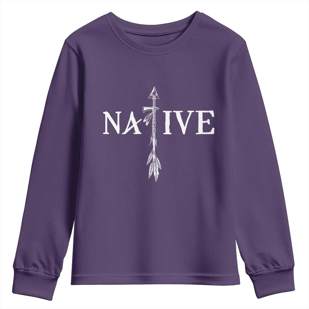 Native American Indian Tomahawk Indigenous Pride Youth Sweatshirt TS11 Purple Print Your Wear