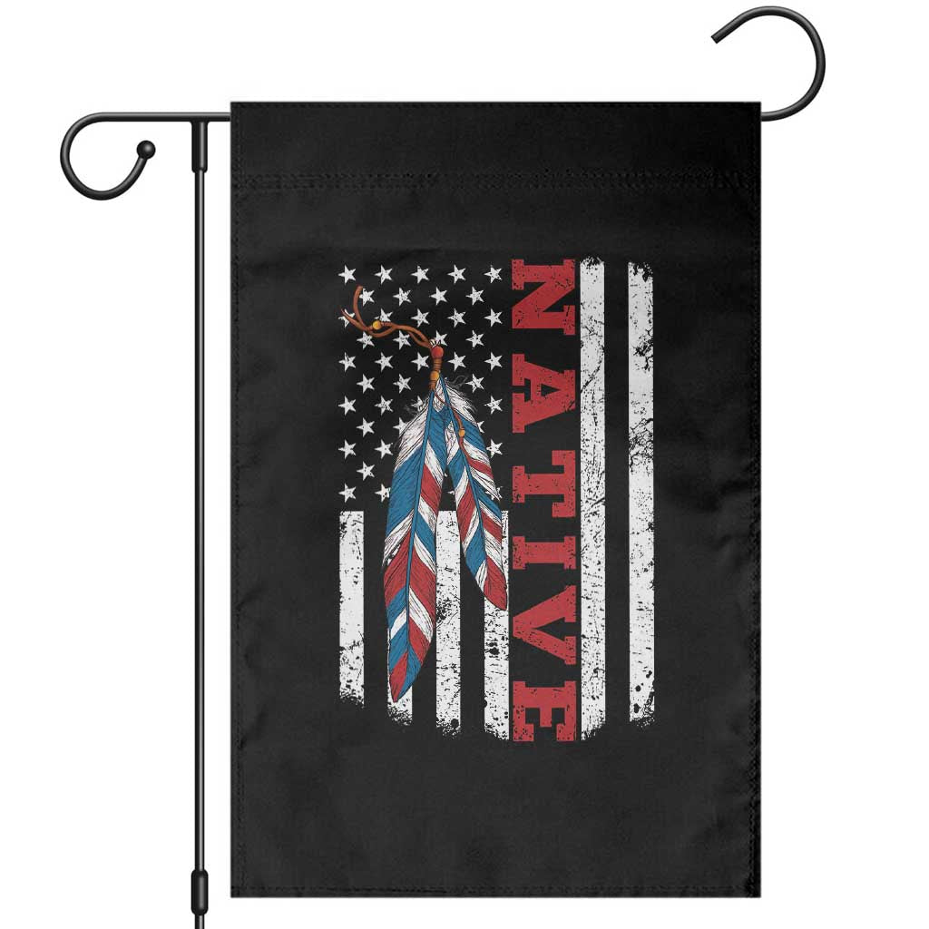 Native American Feathers Vintage USA Flag Garden Flag Proud Indigenous People TS11 Black Print Your Wear