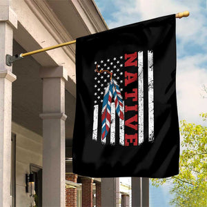 Native American Feathers Vintage USA Flag Garden Flag Proud Indigenous People TS11 Print Your Wear