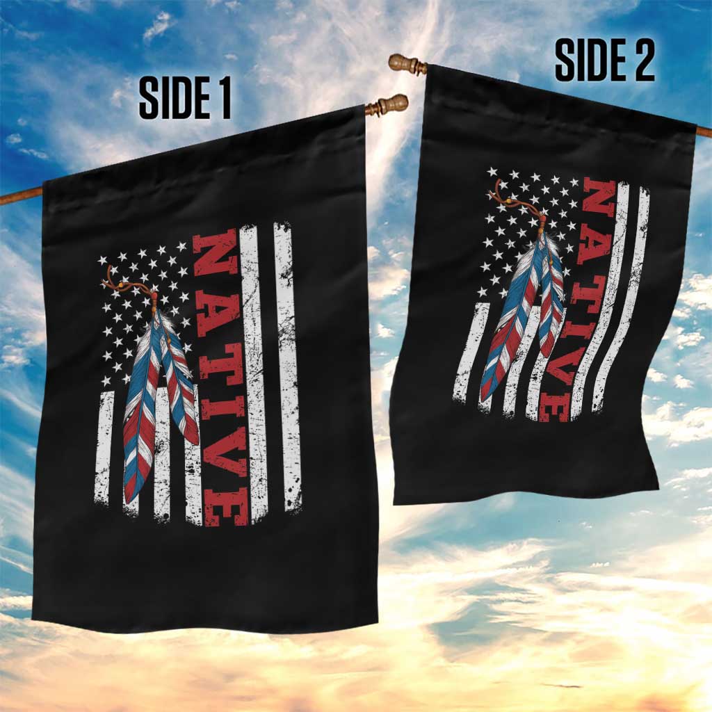 Native American Feathers Vintage USA Flag Garden Flag Proud Indigenous People TS11 Print Your Wear