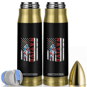 Native American Feathers Vintage USA Flag Bullet Tumbler Proud Indigenous People TS11 Black Print Your Wear