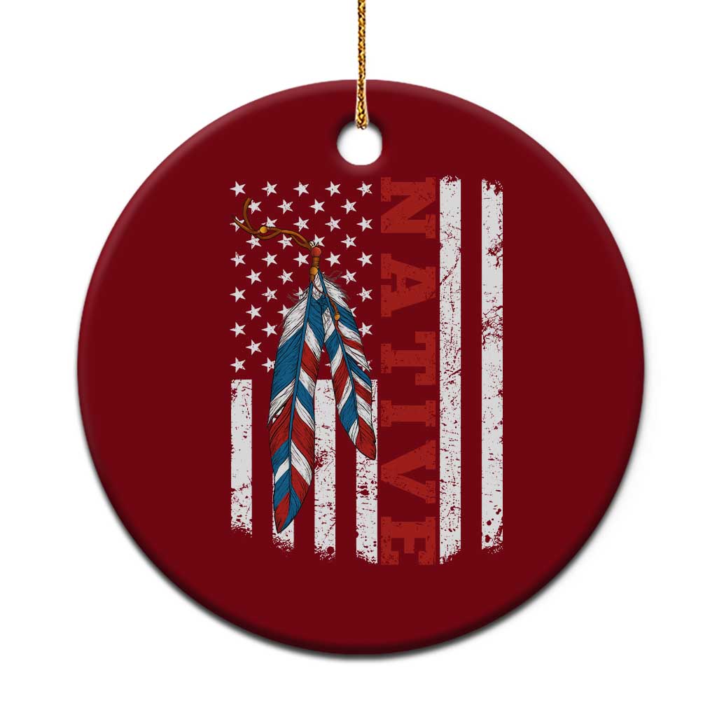 Native American Feathers Vintage USA Flag Ceramic Ornament Proud Indigenous People TS11 1pc Red Print Your Wear