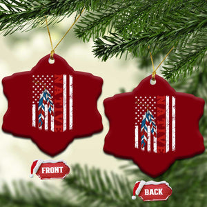 Native American Feathers Vintage USA Flag Ceramic Ornament Proud Indigenous People